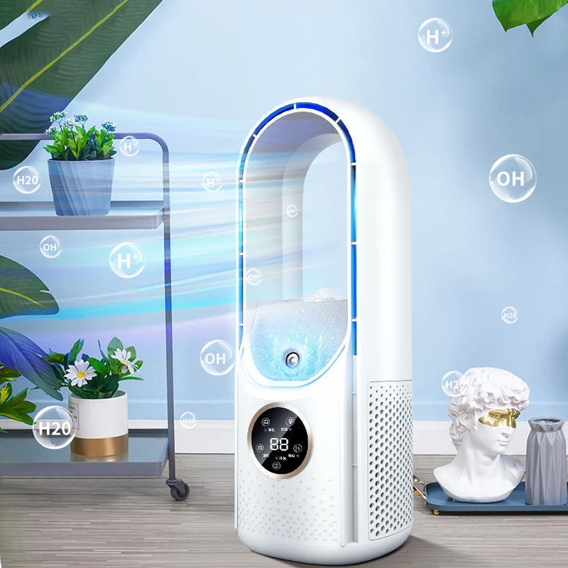 

Air Cooler Leafless Electric Fan Cold Air Humidifying Purifying Atmosphere Light Timer 6-speed Wind Speed Circulating Air