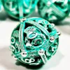 "Sharp Edge Zinc Alloy DnD Dice Set - 7 Piece Metal Hollow Blue Polyhedral Dice for RPG and Tabletop Games" 2