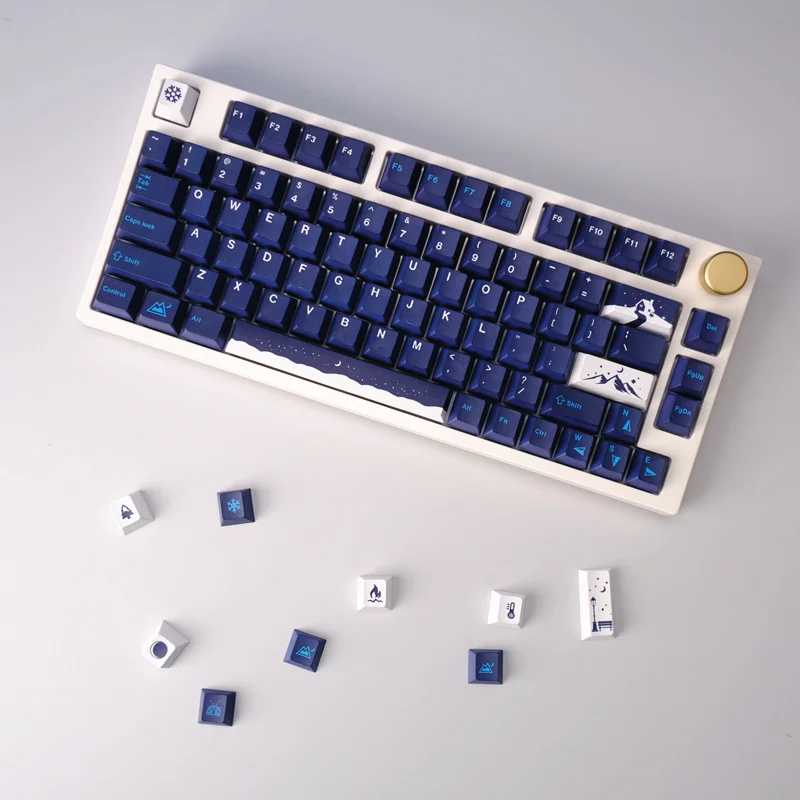 Snowy Night Keycaps Grupo Pbt Sides Dye Sublimação Perfil Cherry Keycap com 1.75u 2u Shift 64 68 84 129 Chaves - Imagem 3