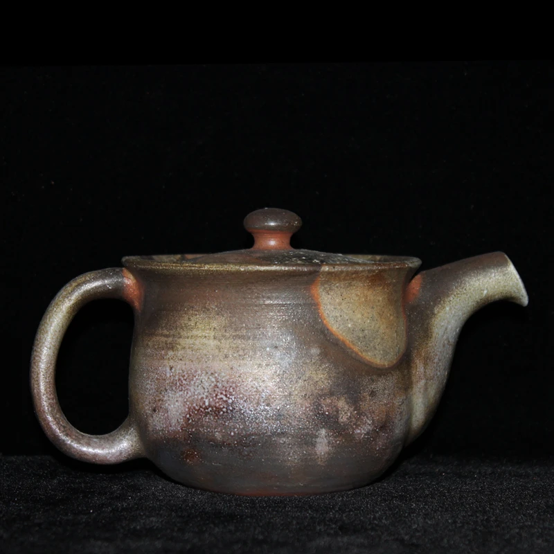 

Japanese Pre-Cooked Famous Xiaoxi Taogu Handmade Teapot Firewood Burning Raw Ore Grass and Wood Gray Glaze Fire Mark Pattern Tea