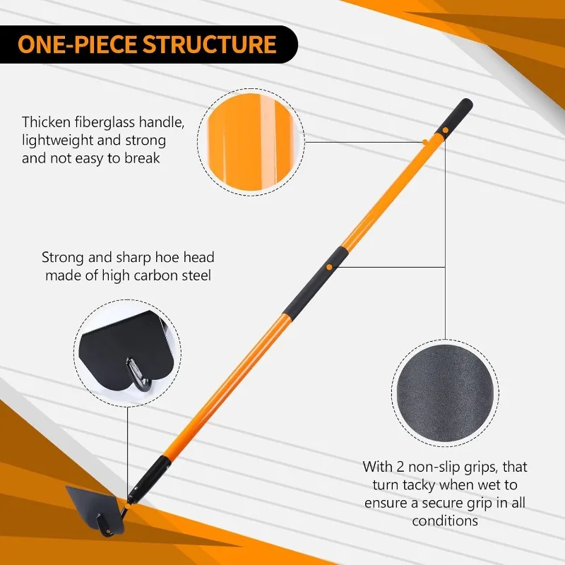 Heavy Duty Garden Hoe with Fiberglass Handle, 58 Inches 3