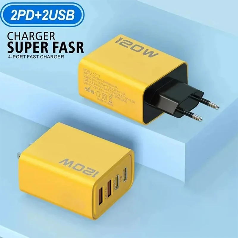รูปสินค้า อะแดปเตอร์ชาร์จเร็ว 4 พอร์ต 120W ชาร์จได้หลายอุปกรณ์