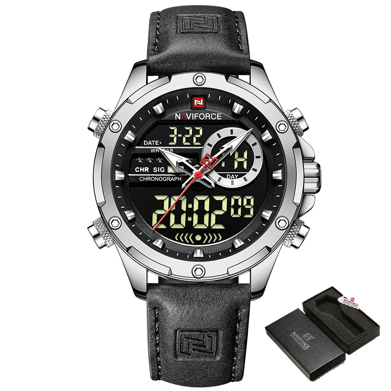 NAVIFORCE Digital Men Military Watch Waterproof Wristwatch LED Quartz Clock Sport Watch Male Big Watches Men Relogios Masculino 