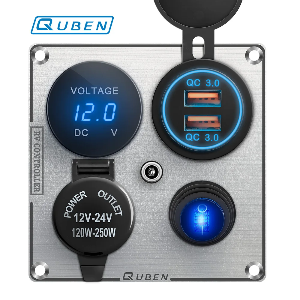 듀얼 포트 Usb 36W On Off 자동차 분배기 담배 라이터 소켓 12V QC 어댑터 3.0 빠른 전화 충전기에 대 한 디지털 Led 전압계