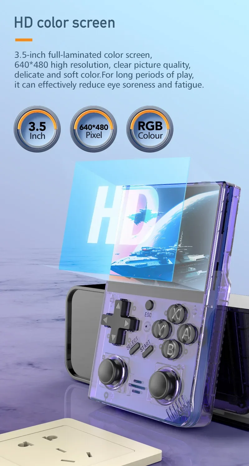 R35PlUS Retro Handheld 3.5 Inch Game Console Linux System Double Joystick Portable Pocket Video Player_voghion.com