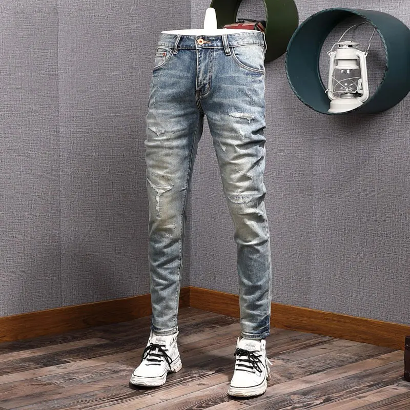 Новые дизайнерские модные мужские джинсы в стиле ретро