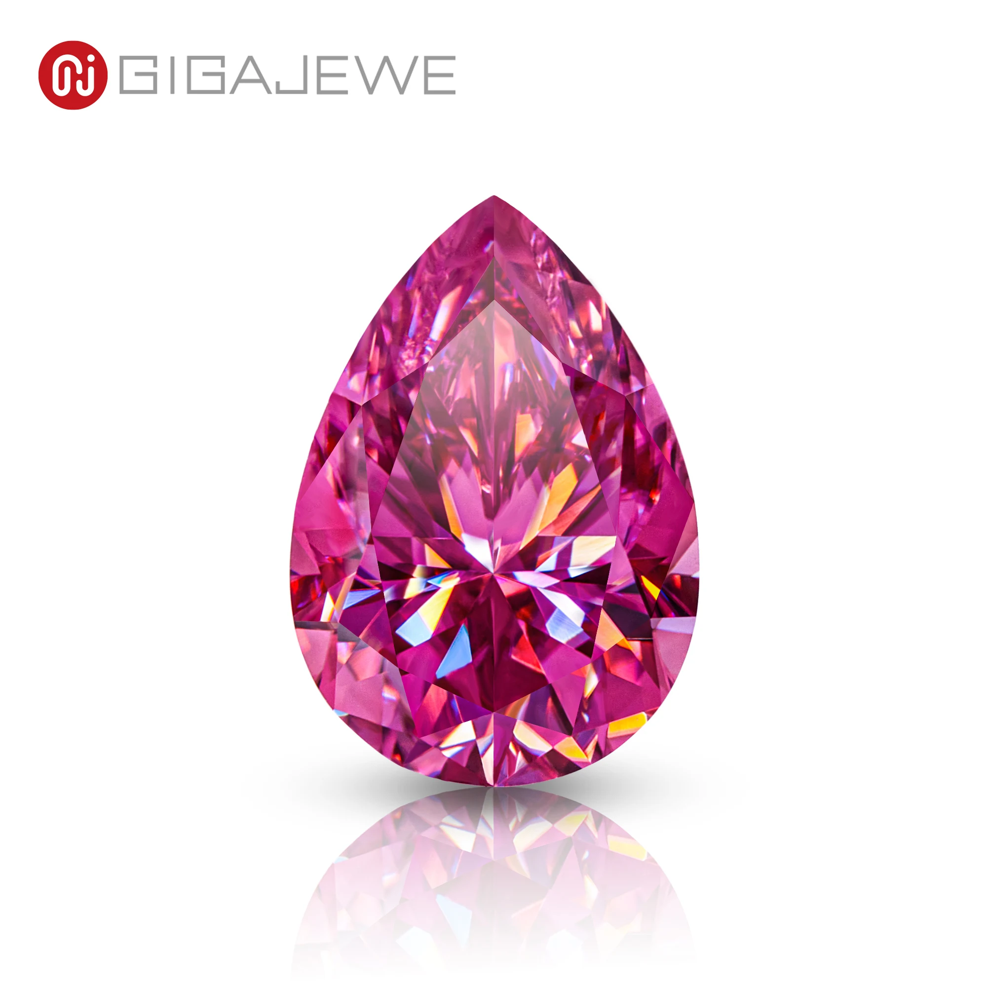 

GIGAJEWE Moissanite Hand-Cutting Pear Nova Pink Color VVS1 Premium Gems Loose Diamond Test Passed Gemstone For Jewelry Making