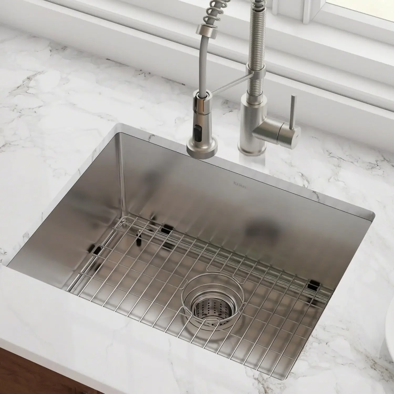 KRAUS Standard PRO 23-Inch 16 Gauge Undermount Single Bowl Stainless Steel Kitchen Sink, KHU101-23