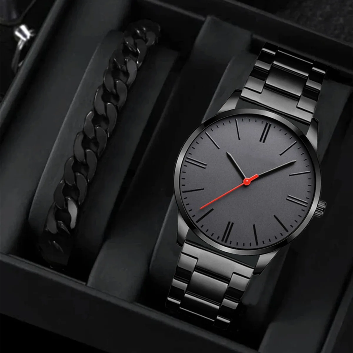 2024 Mens Fashion Minimalist Watches Men Business Casual Quartz Watch Simple Male Stainless Steel Mesh Band Clock Reloj Hombre 2