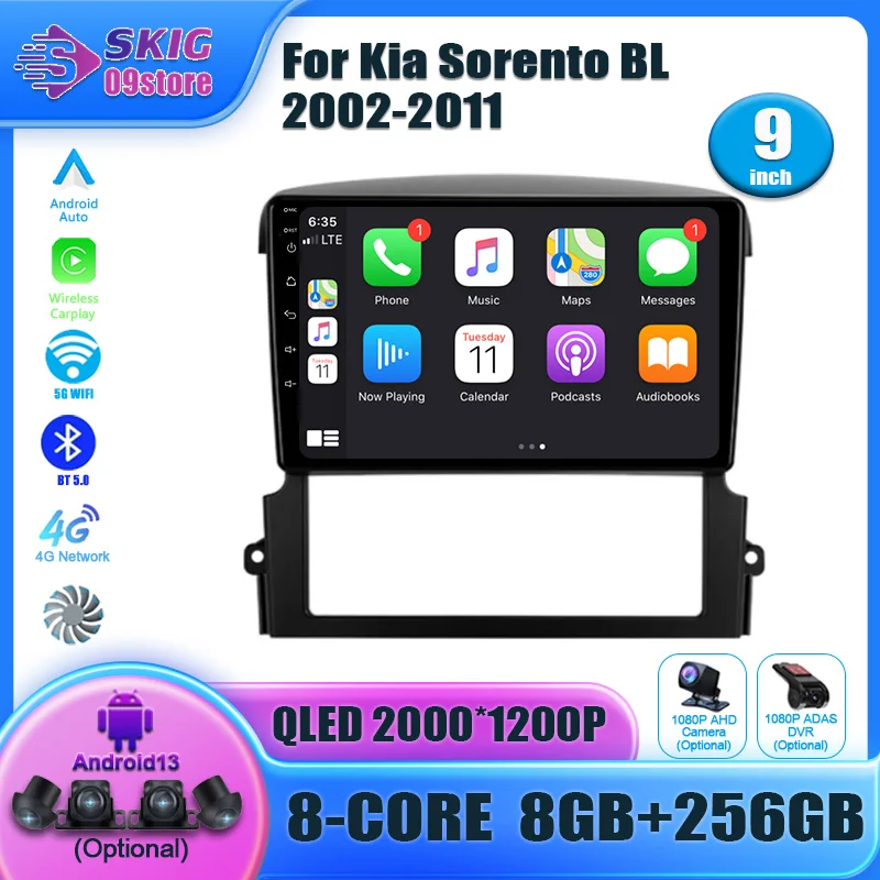 

For Kia Sorento BL 2002 - 2011 Car Radio Multimedia Player Navigation GPS CarPlay Touch Screen Auto Stereo With Rear View camera