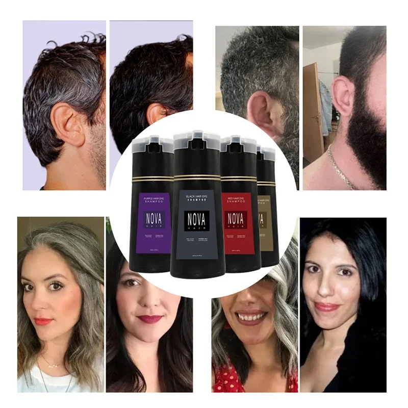 Original Hair Dye Shampoo Nova Hair Instant Dye Shampoo Men Women Quick Easy Safe Color Gray Coverage Nourish Scalp Hair Shampoo Hair Dye Shampoo
