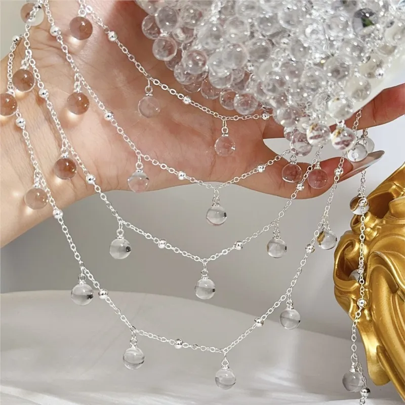 1Meter Transparent Round Glass Beads Chains Crystal Chain