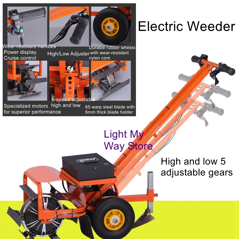 Electric weeder with furrowing plowing home all-in-one rechargeable small agricultural hoeing micro-tiller lawn mower accessories small digging the scarifier micro tillage weeding furrowing cutter head digging wheel blade weeding round