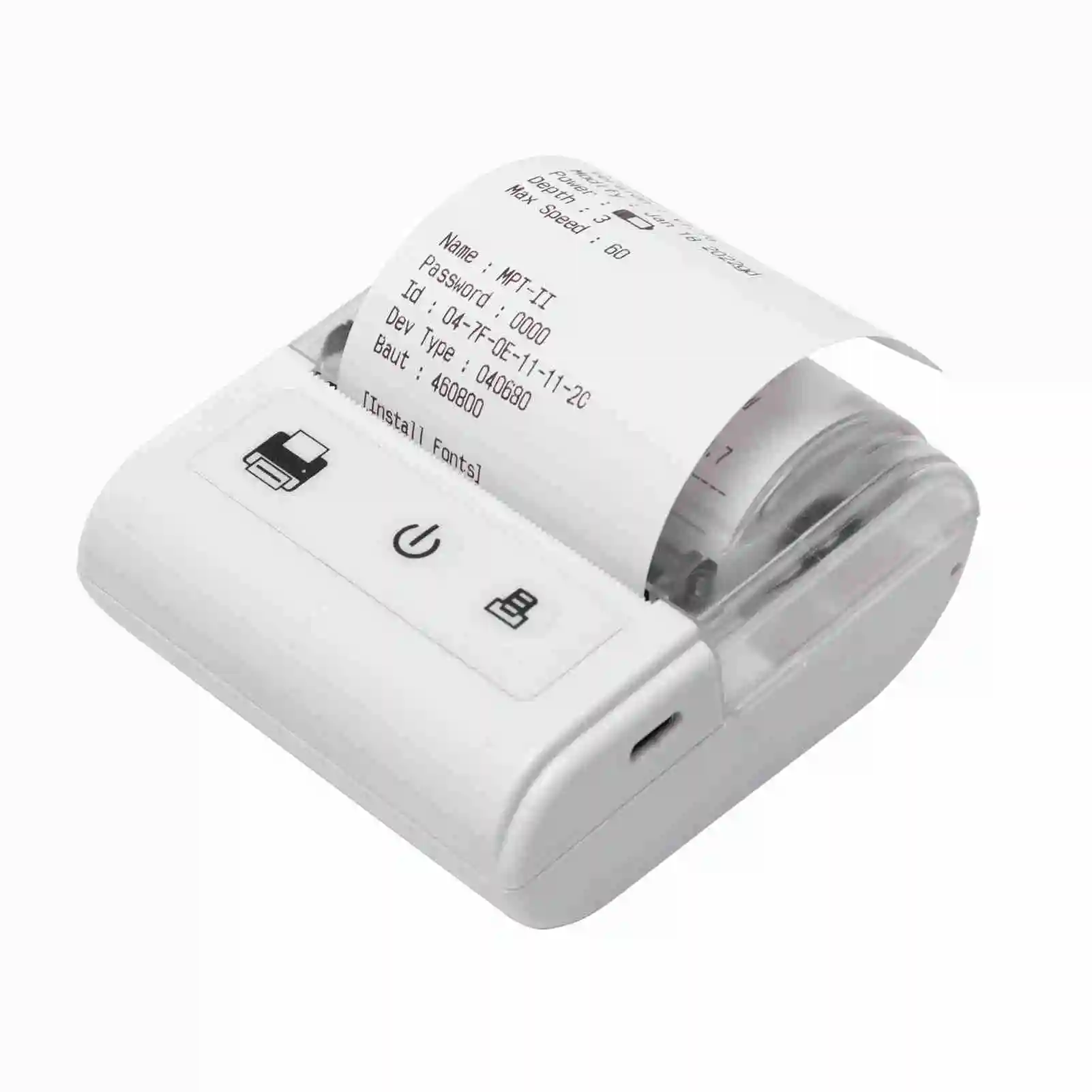 휴대용 미니 열전사 영수증 프린터 USB BT 연결 2인치 57mm 무선 프린터 고속 인쇄 기능 및 1롤 용지 포함