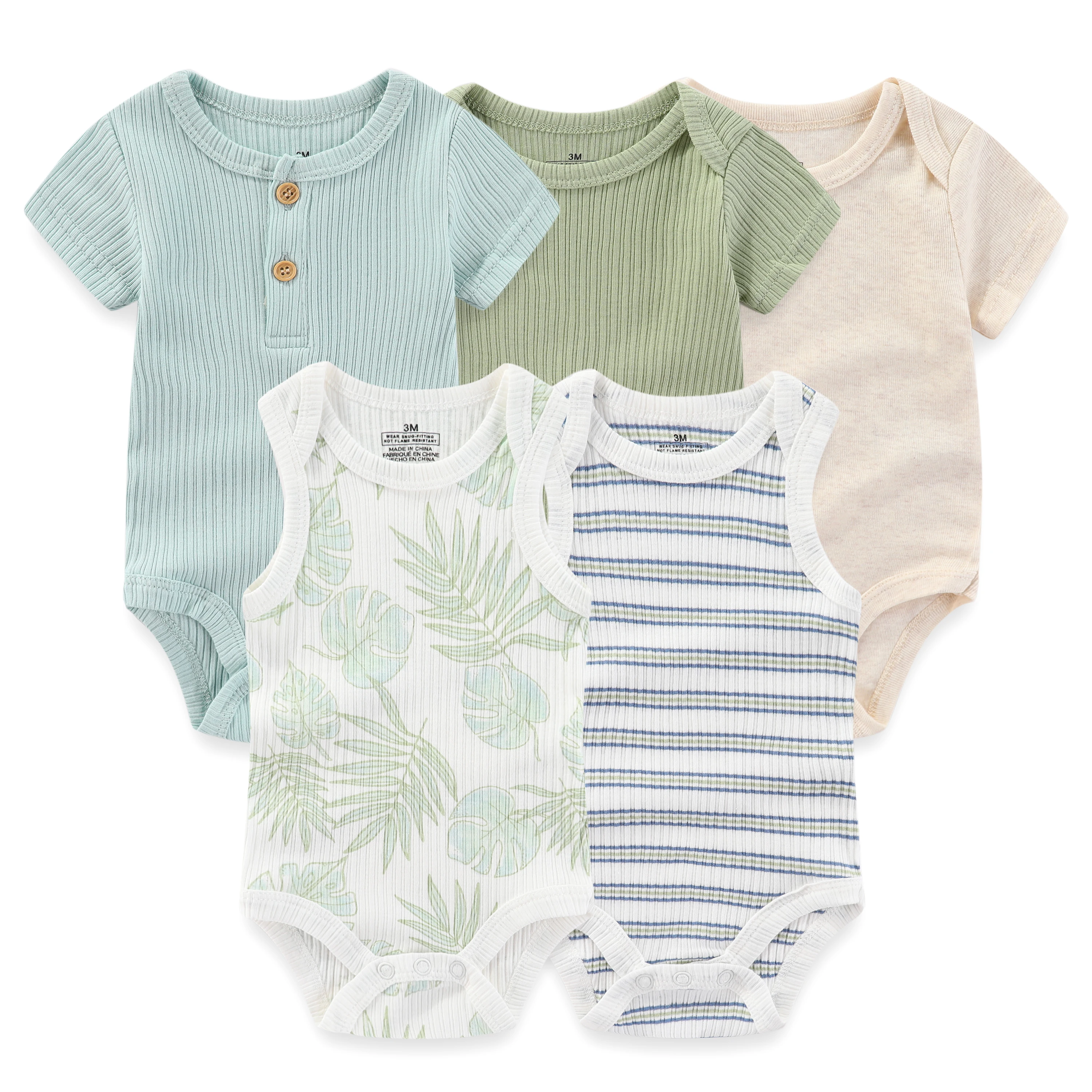 5 piece Soft Cotton Cartoon Short Sleeve Onesies 14