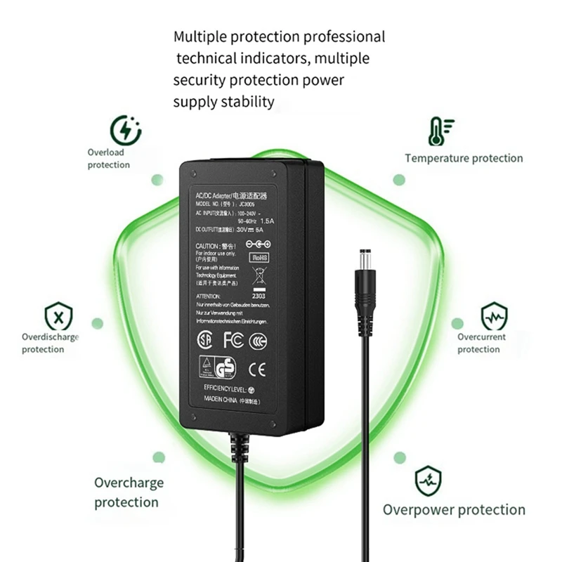 30V5A Power Adapter 150W Power Supply Charger Universal Adapter For Laptops Printers Appliances Etc Durable US Plug