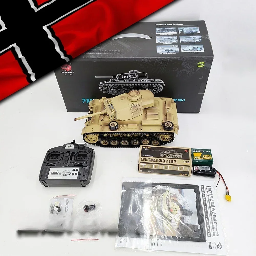 New Henglong  3848  Infrared Battle Full Scale Simulation Tank Shot  German No. 3 L Tank Remote Control Toy Children's Gift 4
