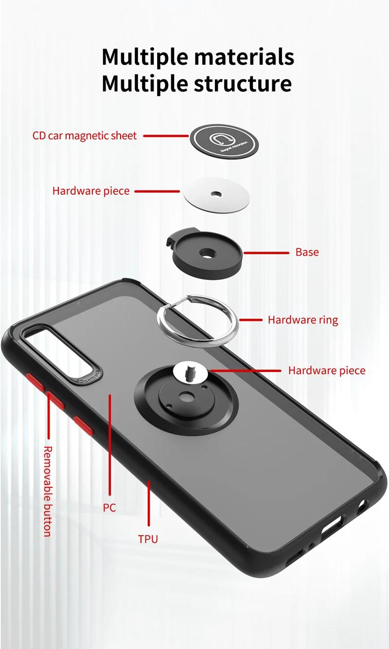 KEYSION Fashion Matte Case für Samsung A70 A50 A50S Transparenter Ringständer Stoßfeste Handyhülle für Galaxy A40 A30 SA_voghion.com