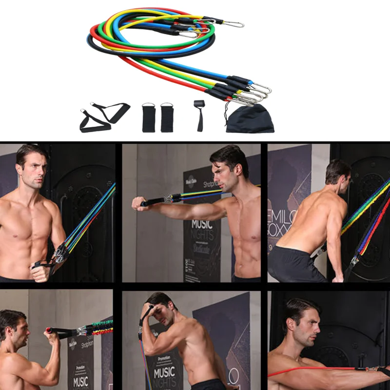 11 Pcs/Set TPE Resistance Band Set Fitness Band Pull Rope Elastic Training Band Handles Carry Bag Legs Ankle Straps 5