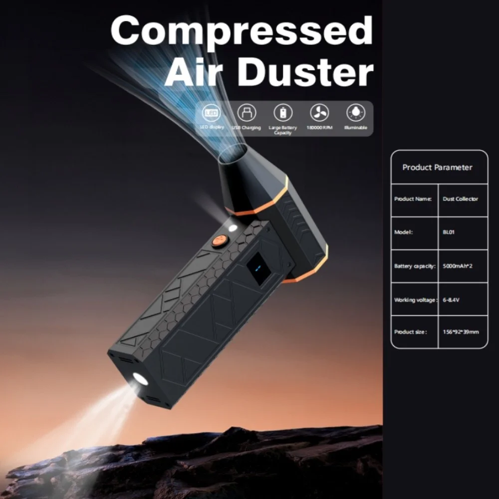 New 180000RPM Mini Turbo Jet Fan Electric Air Duster Adjustable wind speed Turbo Violent Blower Rechargeable &Light Car Cleaning 2