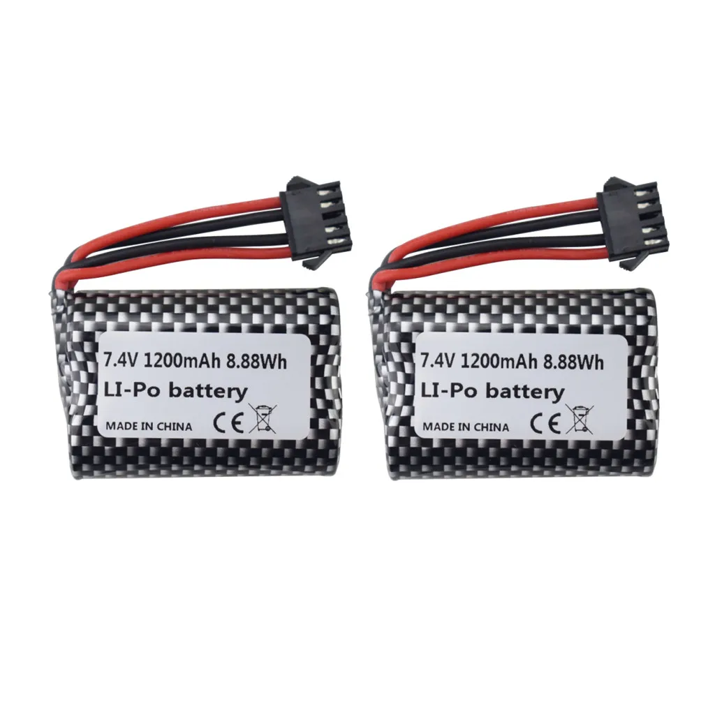 2PCS 7.4V 1200mAh Lithium Battery For R208 R308 2008 RC Boat Battery, High Speed Speedboat, Ship Model Accessories