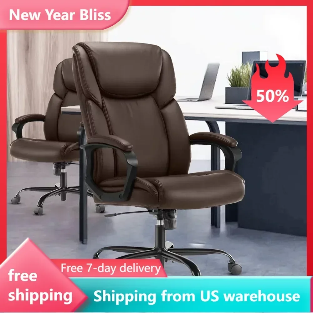 Executive Office Chair - Ergonomic home computer desk chair with wheels, lumbar support, PU leather,adjustable height and swivel