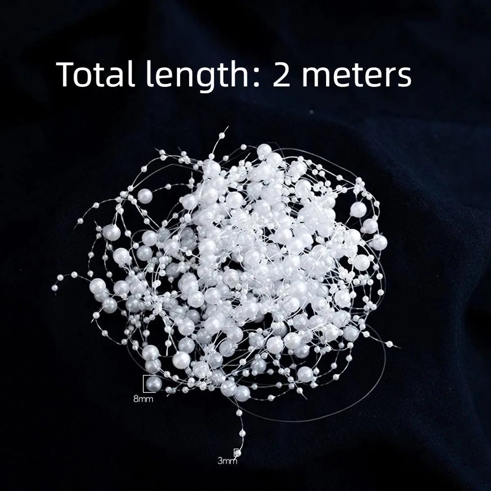 Artificial Fishing Line Pearls Chain White Gold Glitter Branch Garland Crystal Curtain Decorative 2M Branch String Garland