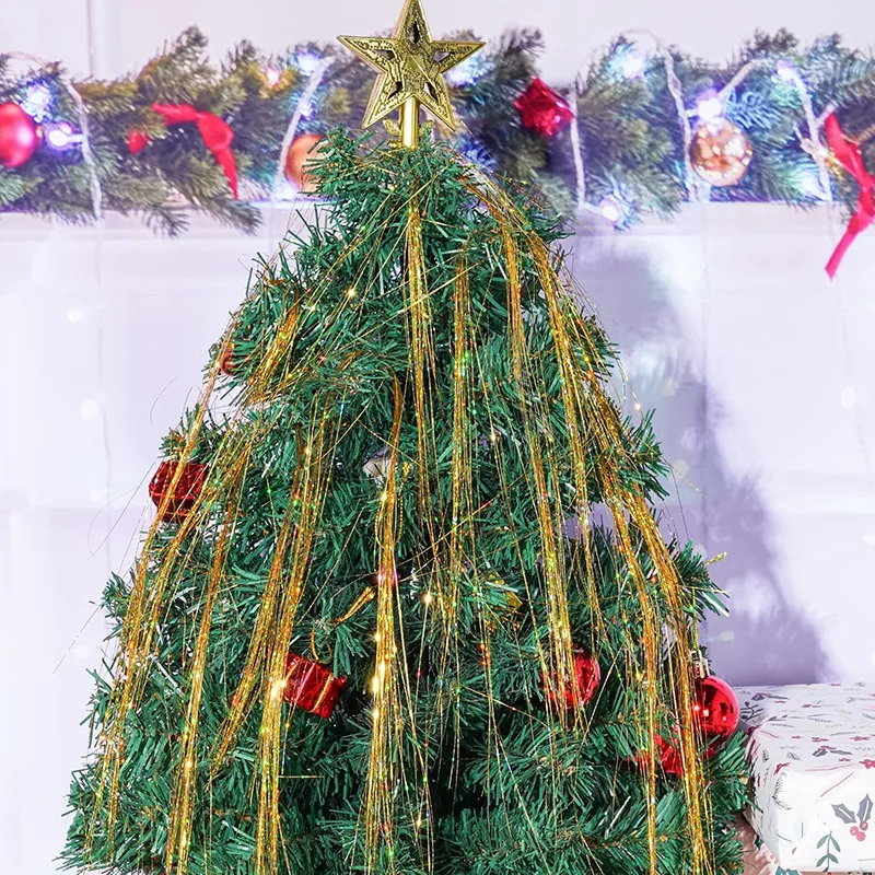 3000PCS Strands Icicles Iridescent Tinsel Foil Fringe Garland For Christmas Xmas Tree Decorations Party Supplies Holiday Decor christmas decorations