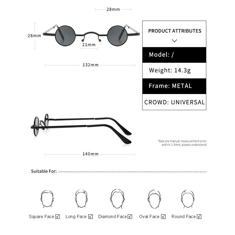 Metal Steampunk Sunglasses Men Women Fashion Round Glasses Brand Designer Vintage Sun Glasses High Quality