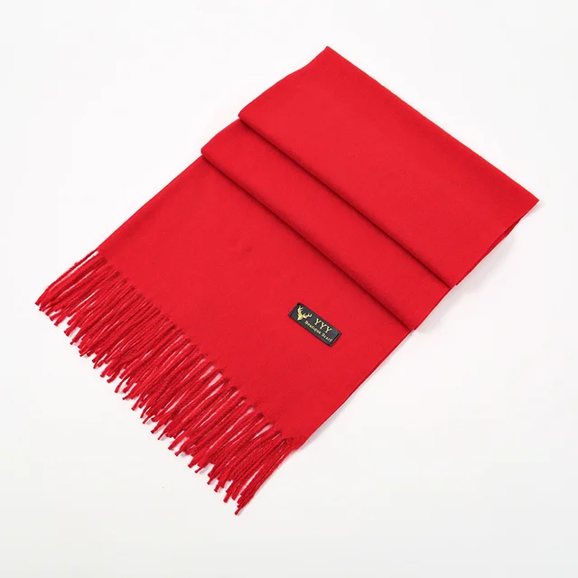 Sciarpa di cashmere rosso tinta unita Scialli con nappe invernali Sciarpa cinese del festival di primavera Lady Involucri morbidi Sciarpe più calde Sciarpa di pashmina Mantello 6