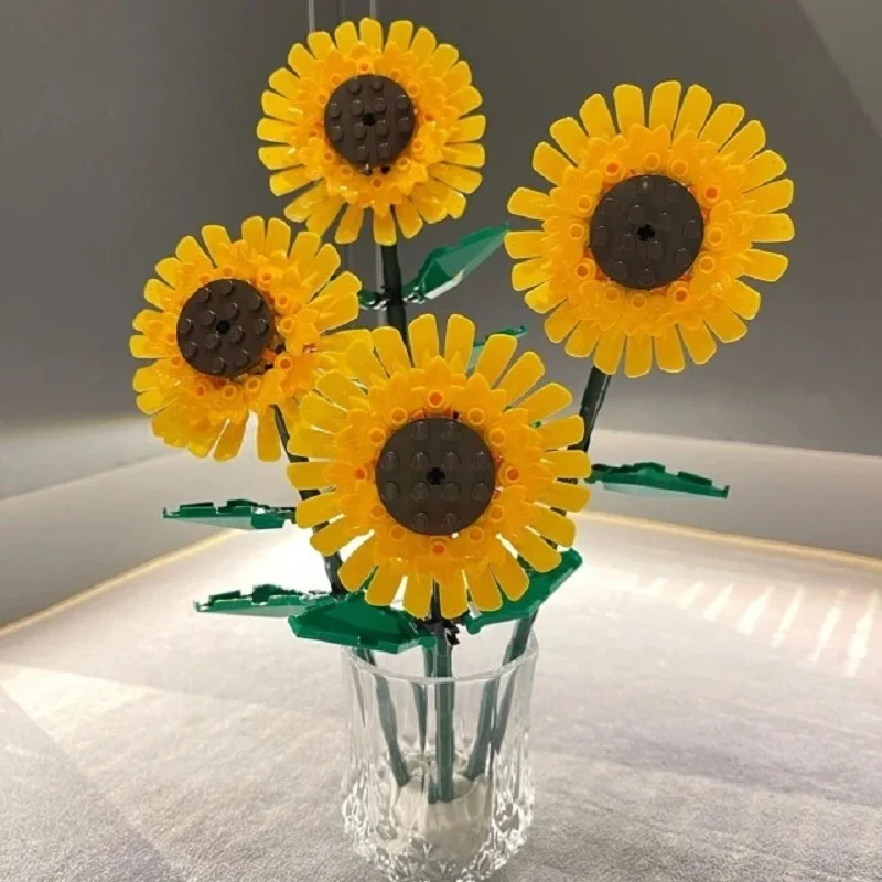 Sunflower Blocks City Creative Plant Desktop Decoration Building Blocks Girls Toys Birthday Gifts MPC Model Classic Bricks 4