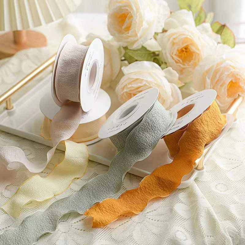 Candy Color Wavy Edge Yarn Ribbon for Gift Wrapping & DIY Crafts - 10 Yards