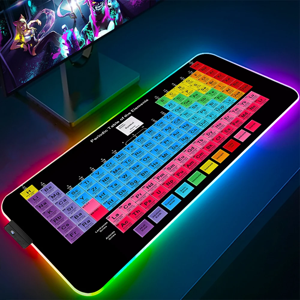 Keyboards Gaming Mat Periodic Table of Elements Ergonomic Mouse Pad Rgb ...