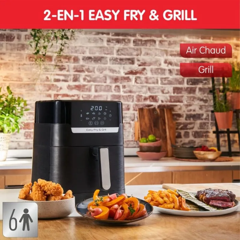 Moulinex Friteuse sans huile XL + gril, 4,2 L, 6 personnes, 8 programmes,  Température réglable, Timer, Air fryer, Frites - AliExpress