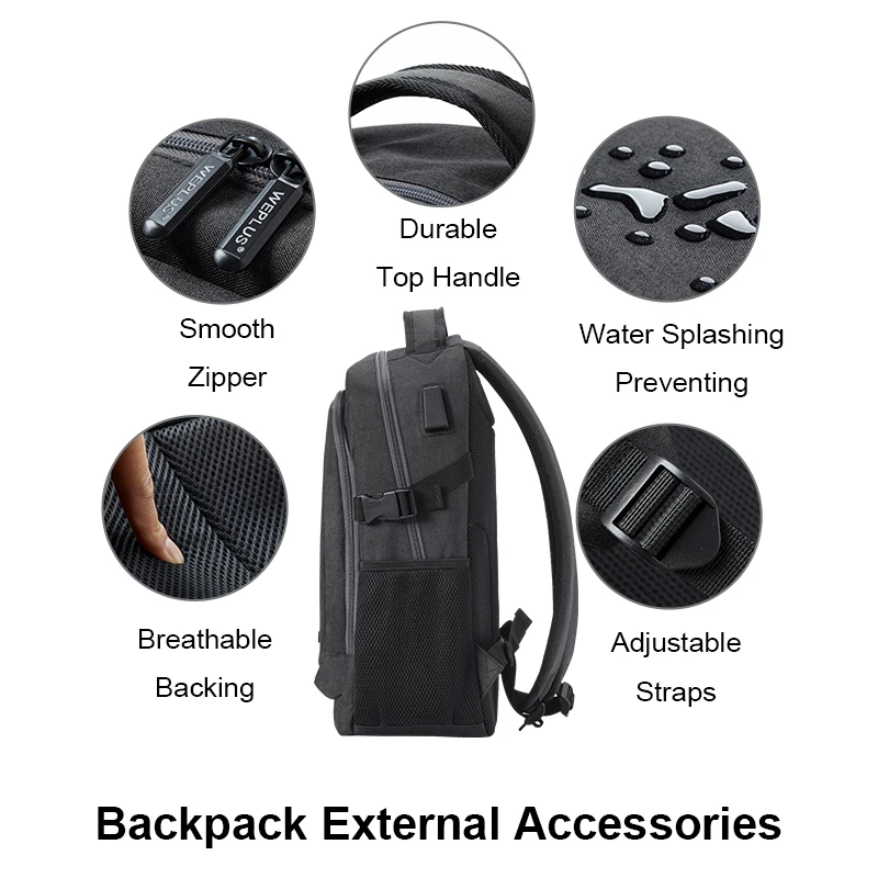 WEPLUS 15.6'' Laptop Backpacks with USB Charging Port Water Resistant Computer Backpage for Men Women College Travel Bookbag
