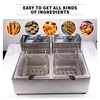 Double Tank Electric Fryer With Detachable Oil Filter Basket And Lid Stainless Steel Automatic Constant Temperature Fryer 6