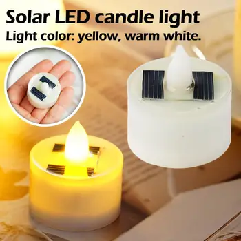 Nouvelles bougies solaires sans flamme LED bougies scintillantes lumière chaude lumière jaune étanche fausse bougie pour jardin extérieur cour 1