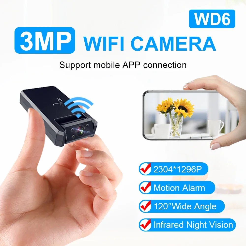 Mini Wifi 1080P HD Camera Motion Detection 180 Degree Wide Angle Night Vision WD6 Micro Camera DV Wireless IP Recorder Small Cam 2