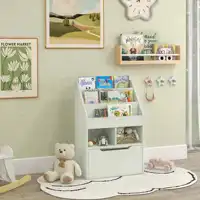 Kids Storage Bookcase Stand w/ Display Shelves & Drawer for Toys & Books, Green 2