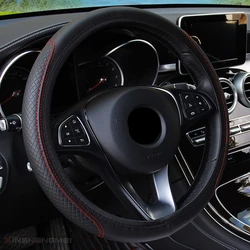 Braided Steering Wheel Cover - Premium Car Accessory (Black and red)