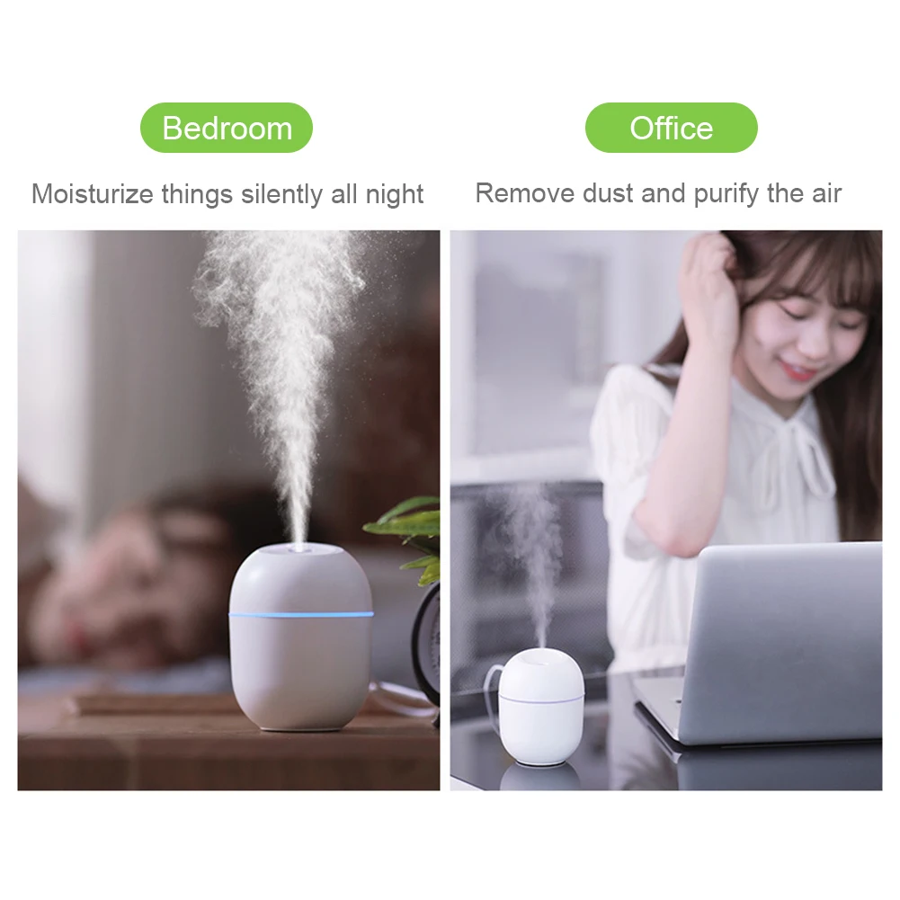 1Pc USB Portable Air Humidifier 220ml Essential Oil Diffuser Auto Shutoff LED Light Home Car Mist Maker Face Steamer