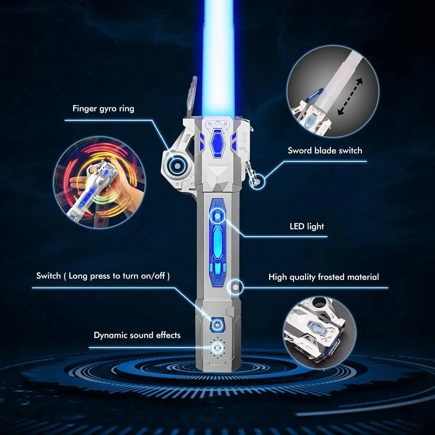 New Retractable Lightsaber Finger Rotating Laser Sword Flash Luminous Sound Cosplay Props Duels Battle Toy Gifts For Kids Adults 6