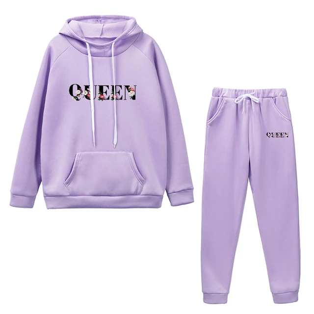 Queen Print Hooded Sweatshirt 2 Piece Set 2