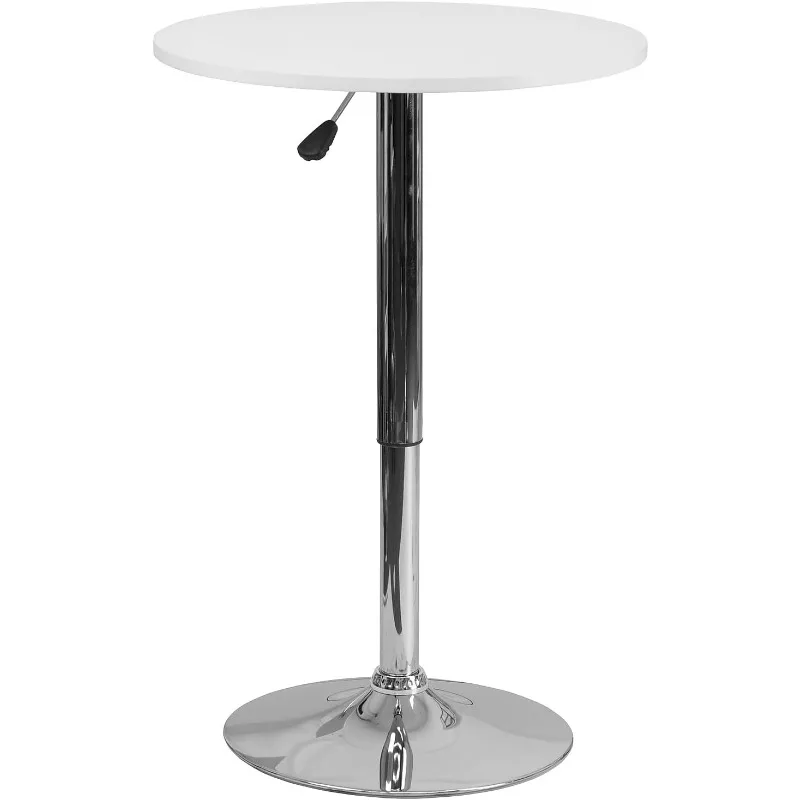 Pearl 23.75'' Round Adjustable Height White Wood Table (Adjustable Range 26.25'' - 35.75'')