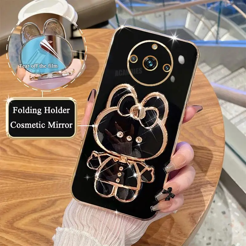 Luxury Plating Mirror Holder Silicone Stand Case