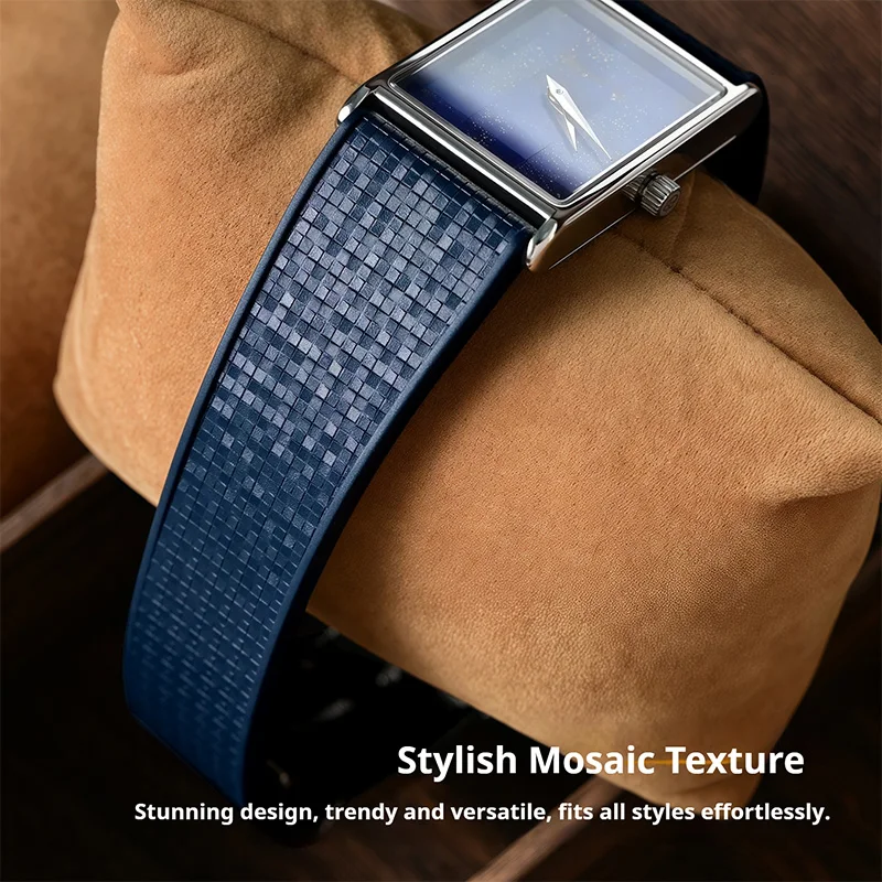 Fashionable Marseille Pattern Fluororubber Smartwatch Strap - Men's High-End Watch Accessory