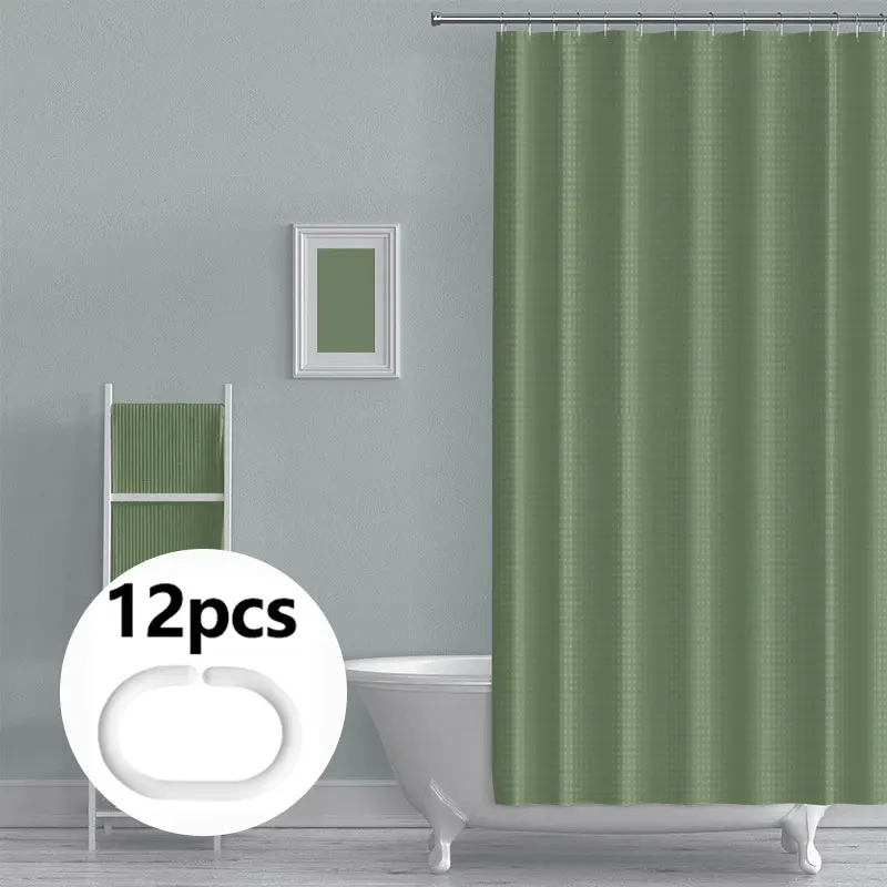 Duschvorhang, wasserdicht, schimmelresistent, mit 12 Haken, modernes Duschvorhang-Set mit Pflanzenmuster für Badezimmer und Badezimmer