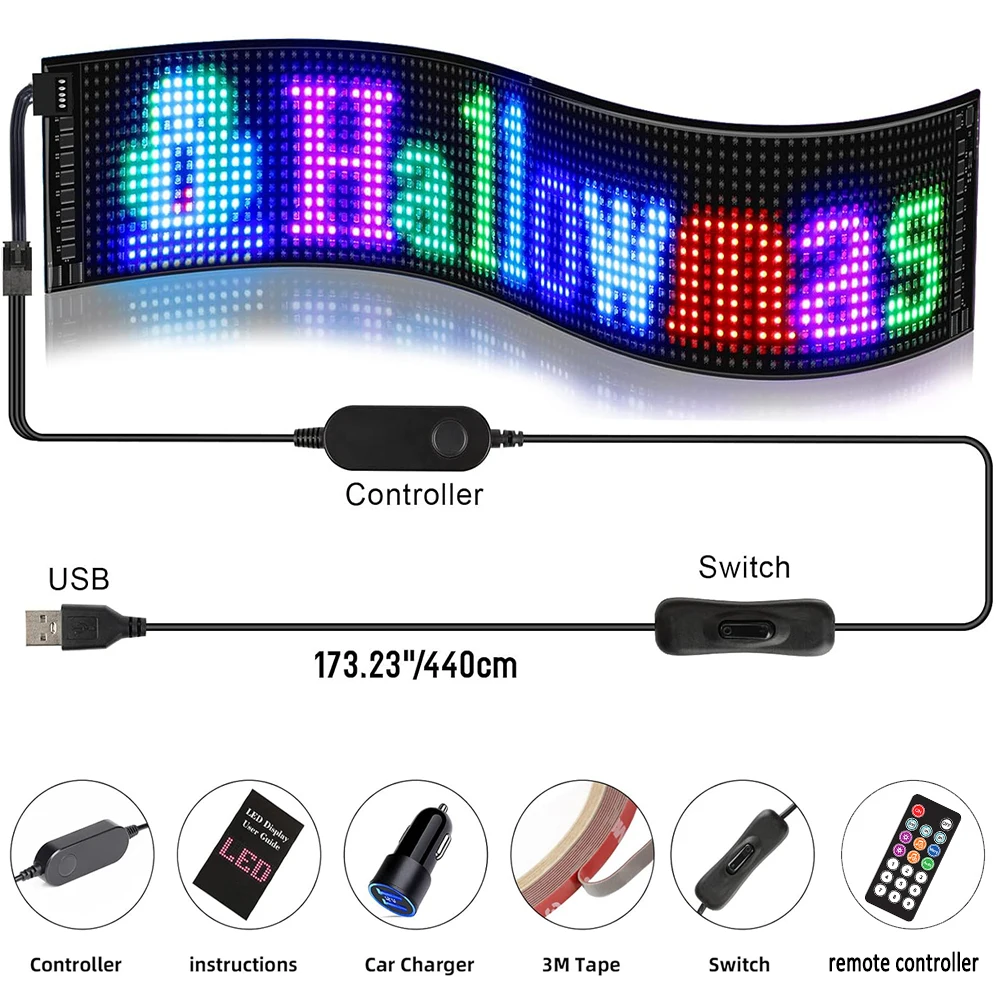 GOTUS LED Matrix Panel,Scrolling Bright Advertising LED Sign,LED Car Sign  With Remote Control and Bluetooth Application Control