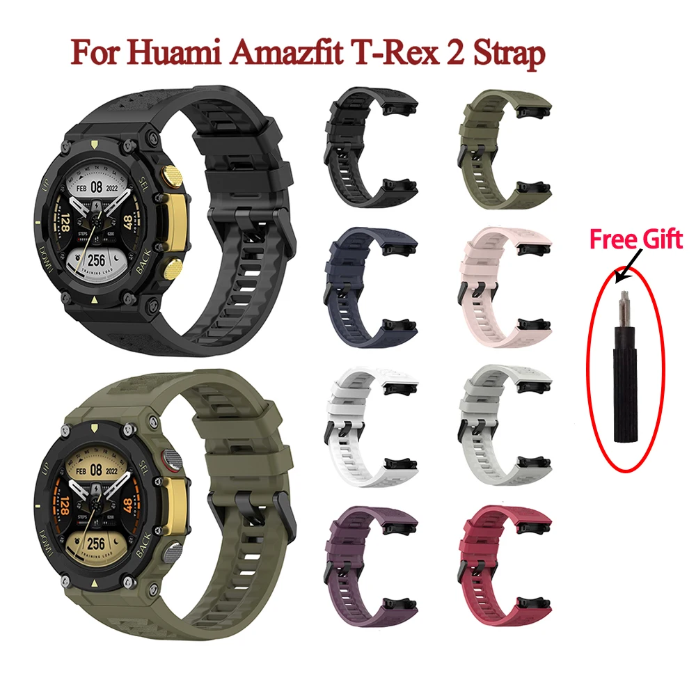 

Strap For Huami Amazfit T-REX 2 Smart Watch Silicone Band Bracelet For Amazfit T Rex 2 Wristband Accessories Correa Huami T Rex2