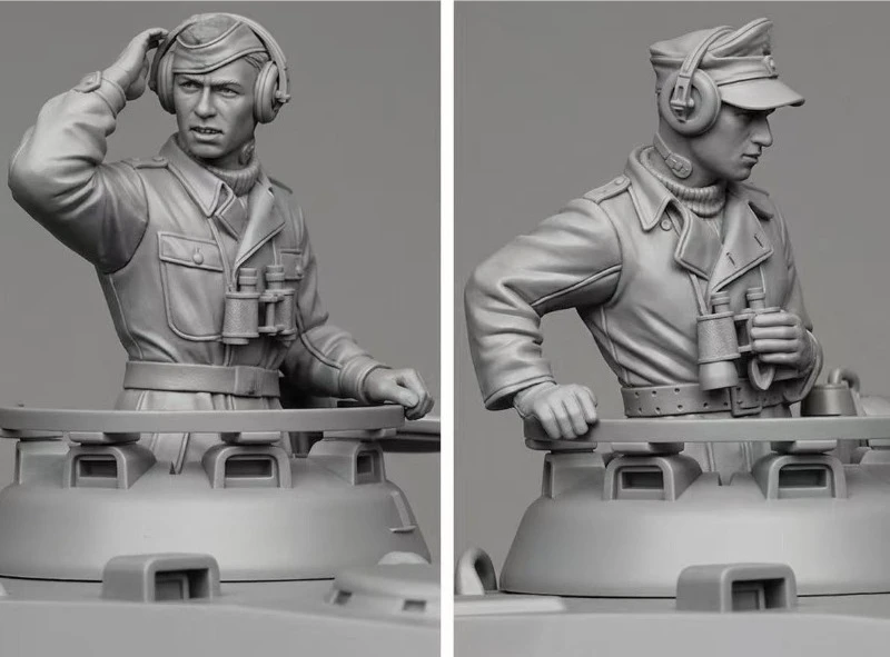 1/35 Scale Resin Figure Model Kit Historical Military Miniatures Panzer Commander Set 2 Figures Unassembled and Unpainted 518